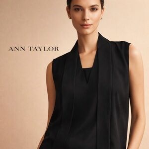 Ann Taylor Elegant Black Sleeveless Blouse Classic Workwear Top Size Large